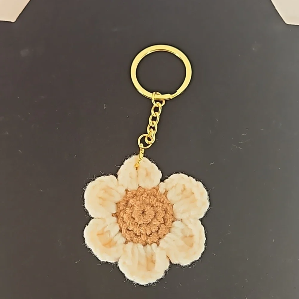 Hand Crafted Hand Knit Chrochet floral gold 4